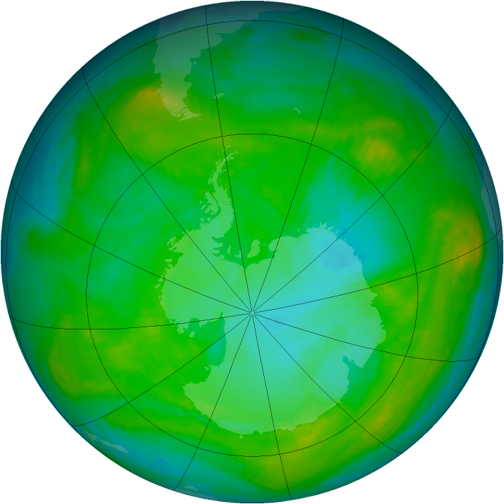 Antarctic ozone map for 17 January 1981